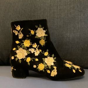 Embroidered Floral Velvet Topshop Ankle Boots